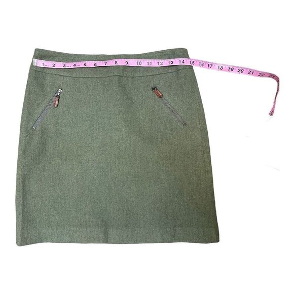 Talbots Sz 4P Green Pencil Skirt Wool Blend Zippered Pockets Workwear Preppy - Picture 3 of 6
